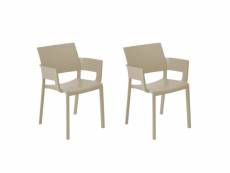 Set 2 fauteuils fiona sable - resol - blanc - fibre de verre, polypropylène 580x530x810mm