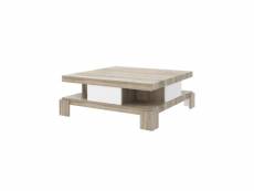 Table basse design 4 tiroirs 104 x 104 x 40 cm - chêne sonoma/blanc