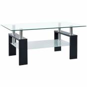 Table basse Noir et transparent 95x55x40 cm Verre trempé