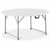 Table pliante de jardin d'extérieur traiteur (ø 1 500 x 740 mm, capacité de charge : 150 kg, acier, polyéthylène (pe-hd), coloris : blanc)
