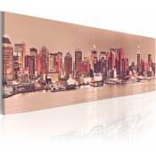 Tableau new york ville lumière - 120 x 40 cm - Jaune