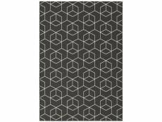 Tapis graphique essenza noir - cubes 3d - 200 x 290 cm
