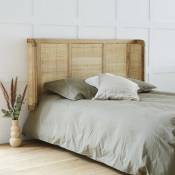 Tête de lit en mindi massif et rotin 160 cm - Naturel