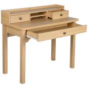 Urban Meuble - Bureau scandinave bois nature avec tiroirs et rangement avec strcture en bois 1005075.5-90.5cm