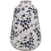 Vase Décoratif en Céramique Blanche et Bleu Marine