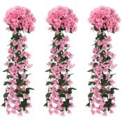 Vidaxl - Guirlandes de fleurs artificielles 3 pcs rose