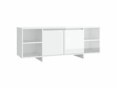 Vidaxl meuble tv blanc brillant 130x35x50 cm bois d'ingénierie