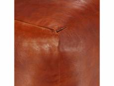 Vidaxl pouf 40 x 40 x 40 cm brun roux cuir véritable