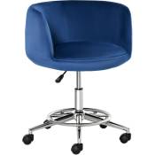 Vinsetto - Chaise de bureau ergonomique hauteur réglable pivotante piètement chromé revêtement velours grand confort bleu roi - Bleu