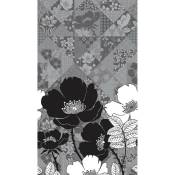 Voilage fleurs noir et blanc - 1 pièce - l 140 cm