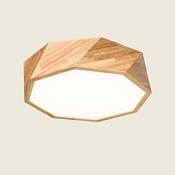 XIAOLIN-Montage Encastré Plafonnier- Géométrie en bois massif à LED Nordique Luminaire plafonnier circulaire en bois Salon créatif avec lambris de cha