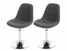 2x chaises de salle à manger en tissu gris clair pied chromé pivotant cds04427