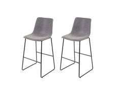 2x tabouret de bar hwc-e54, chaise de bar/comptoir, vintage ~ similicuir, aspect daim, gris