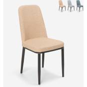Ahd Amazing Home Design - Chaise de cuisine bar restaurant design en tissu et métal effet bois Davos Dark Couleur: Beige