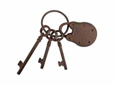 Cadenas et ses 3 clés en fonte - marron - h 19,8 cm