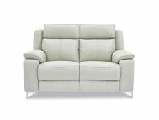 Canapé droit relaxation électrique 2 places en cuir kara - gris clair