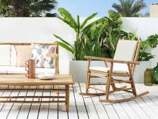 Chaise à bascule en bambou clair et blanc cassé frigole 351369