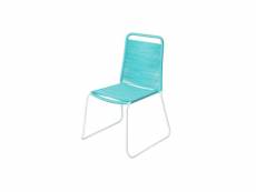 Chaise en corde turquoise-acier blanc - wetar - l 53 x l 53 x h 88 cm - neuf