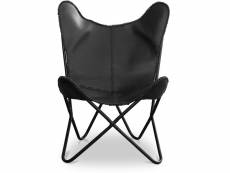 Chaise en cuir - design papillon - wun noir