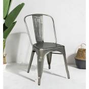 Chaise en métal Brut Style Industriel Factory en métal Brut Aspect galvanisé galva - Kosmi
