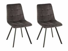 Chaise en velours peau de pêche et en métal noir ( lot de 2) - olivia