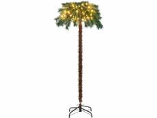 Costway palmier artificiel lumineux de 150 cm avec 63 branches en pvc, cocotier artificiel de noel avec 150 led pre-illumine, arbre de festival avec s