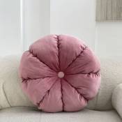 Coussin décoratif rond avec un bouton - rose