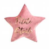 Coussin étoile avec impression dorée - Rose - 50 x 50 cm