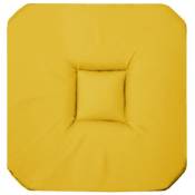 Coussin galette de chaise 4 rabats 36 x 36 cm jaune