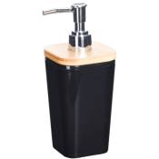 Distributeur de savon noir et bambou - 7.5x7.5x17.5cm