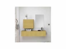 Duo de meubles d'entrée jaune + miroir - scopello - l 138 x l 30 x h 79 cm - neuf
