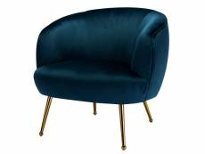Eden - fauteuil lounge en velours bleu nuit et pieds