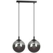 Emibig COSMO Plafonnier suspendu Globe Bar noir avec abat-jour en verre graphite, 2x E14