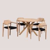 Ensemble Table Ronde (Ø100 cm) et 4 Chaises avec Accoudoirs