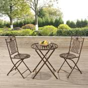 Ensembles extérieurs avec table ronde et 2 chaises avec des éléments décoratifs de différentes couleurs taille : marron