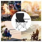 Fauteuil de camping chaise de camping pliante chaise de peche chaise de plage noir avec porte-gobelet 82x50xh80cm - noir