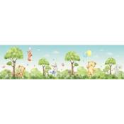 Frise de papier peint adhésive forêt avec des animaux de la forêt - 13.8 x 500 cm de Sanders&sanders vert