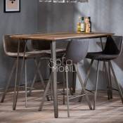 Happymobili Table haute couleur bois et métal FENDER