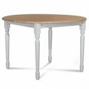 Hellin - Table extensible ronde bois D105 cm + 1 allonge