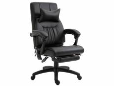 Homcom fauteuil de bureau manager massant hauteur réglable dossier inclinable repose-pied + appui-tête 68 x 79 x 104-112 cm noir