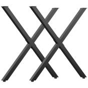 HOMCOM Lot de 2 pieds de table en forme en croix 70 x 72 cm design industriel pour table basse table de chevet noir
