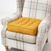 Homescapes - Coussin d'assise rehausseur en coton Jaune moutarde, 50 x 50 x 10 cm - Jaune Moutarde