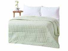 Homescapes couvre-lit matelassé bicolore & réversible en coton - vert sauge & crème - 150 x 200 cm SF1111A