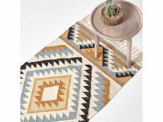 Homescapes tapis kilim en laine à motif géométrique jaune - agra - 66 x 200 cm RU1295A