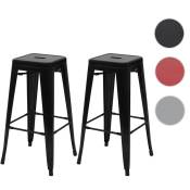 HW - 2x tabouret de bar C-A73, chaise de comptoir, métal, design industriel, empilable - rouge