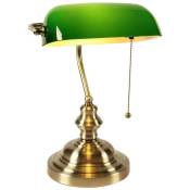 Lampe de Banquier Ancienne, Vintage Lampe de Table