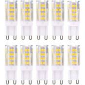 Lot de 10 ampoules led G9, blanc chaud 3000 k 5 w équivalent à des ampoules halogènes 40 w 420 lumens non dimmables - Tigrezy
