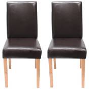 Lot de 2 chaises de séjour Littau simili-cuir, marron,