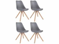 Lot de 4 chaises de salle à manger toulouse similicuir pieds carrés bois , gris/bois de chêne nature