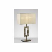 Luminaire Center Lampe de Table Florence Rectangle avec Abat jour crème 1 Ampoule laiton antique/cristal